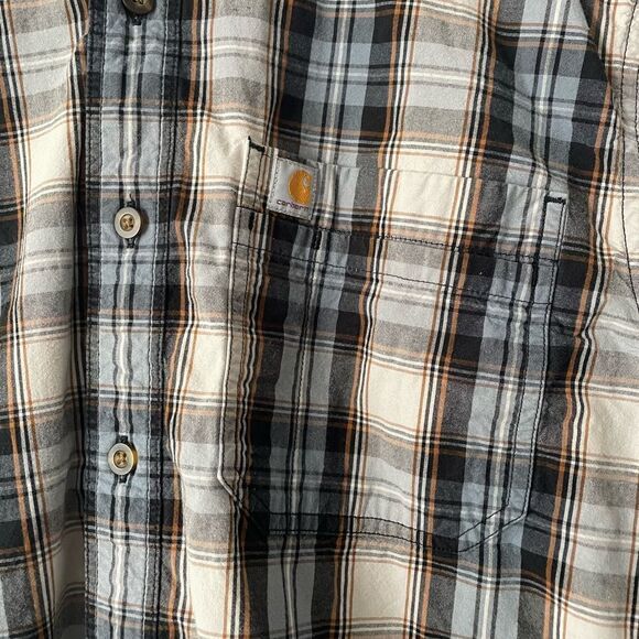 CARHARTT Men's Essential Plaid Button-Down Short-Sleeve Shirt size L 000084 - Picture 3 of 4